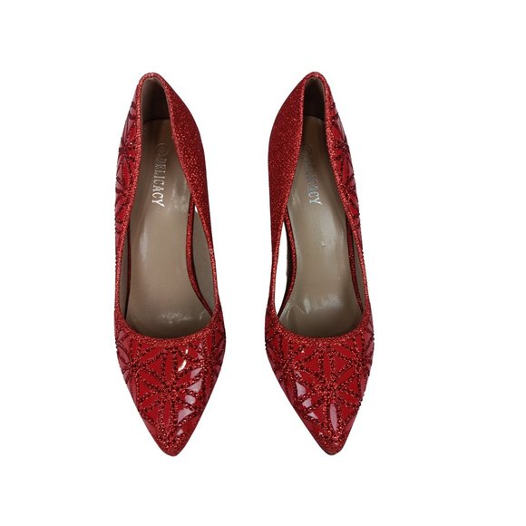 Delicacy red rhinestone heels size 8 - Picture 3 of 6